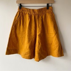 cos 100% hemp high waist orange culotte shorts